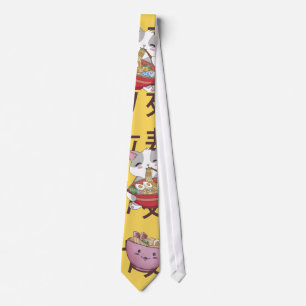 Cravate Anime japonais Cat Ramen Noodles