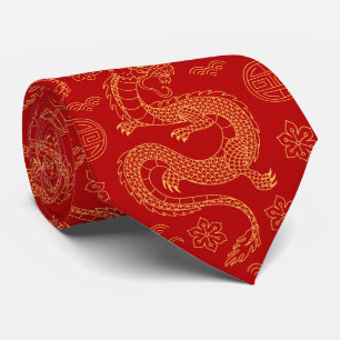 Cravate Année lunaire Dragon motif chinois Année lunaire 2