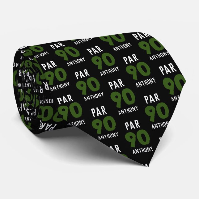 Cravate Anniversaire Golfer Green 90e heureux papa Par (Roulé)