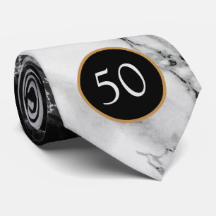 Cravate Anniversary Black White Marble Stone Neck Tie