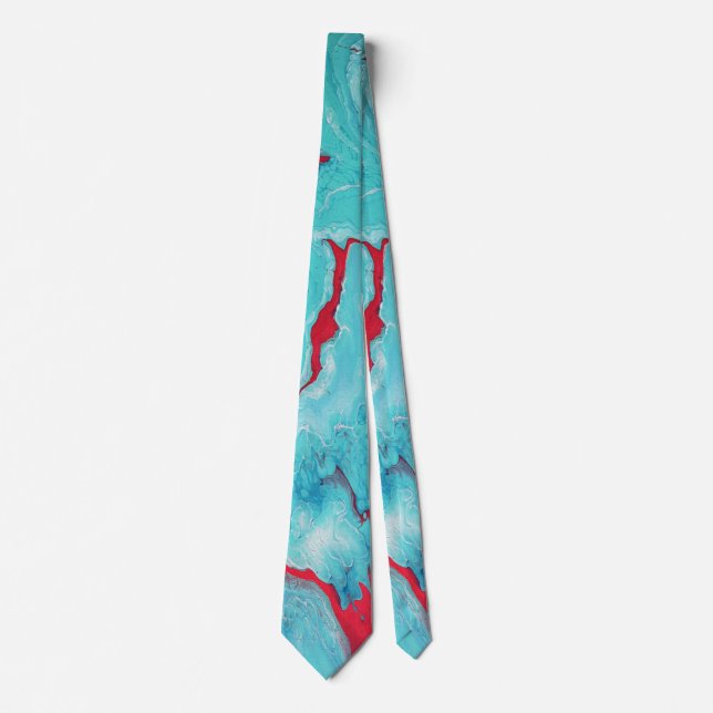 Cravate Aqua et remous de corail (Devant)