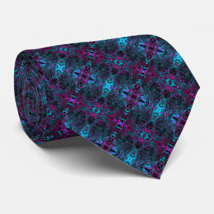 Cravate Aqua Magenta et Abstrait noir