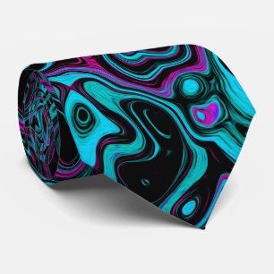 Cravate Aqua Magenta et Abstrait noir