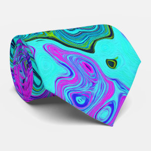 Cravate Aquamarine et Magenta Cool Retro Liquid Swirl