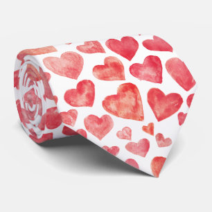 Cravate Aquarelle à main mignonne Coeurs de Saint-Valentin