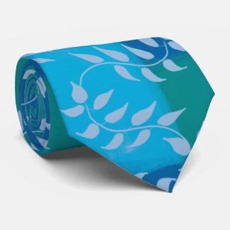 Cravate Aquarelle bleu vert ivoire