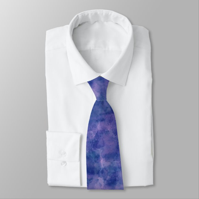 Cravate Aquarelle bleu violet rose (Attaché)
