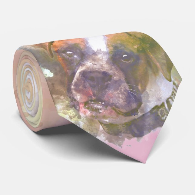 Cravate Aquarelle Chien (Roulé)