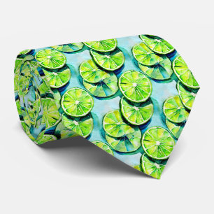Cravate Aquarelle Citrus Lime Slices Motif