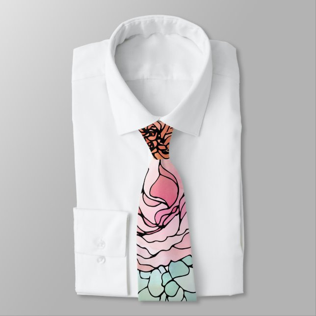 Cravate Aquarelle colorée élégante Motif Floral (Attaché)
