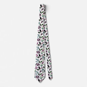 Cravate Aquarelle de verdure fleurie Motif sans couture