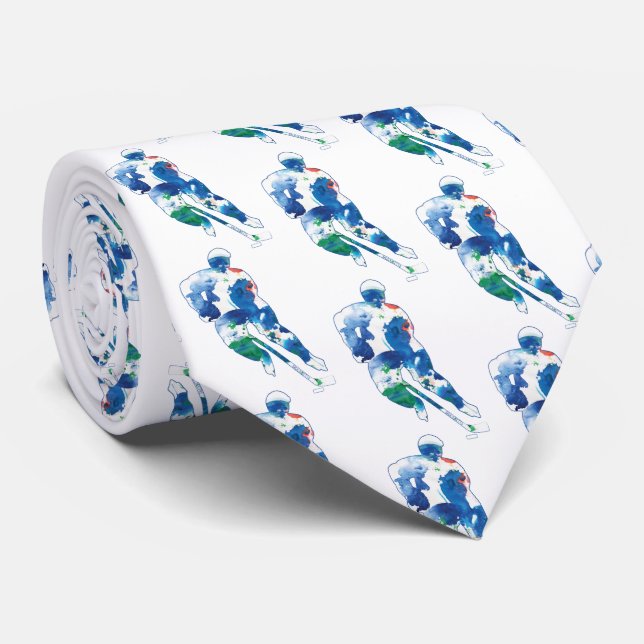 Cravate Aquarelle du joueur de hockey (Roulé)