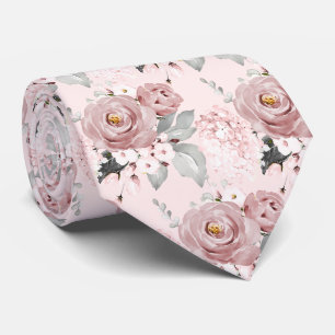 Cravate Aquarelle Dusty Roses Hydrangeas do-it-yourself ar