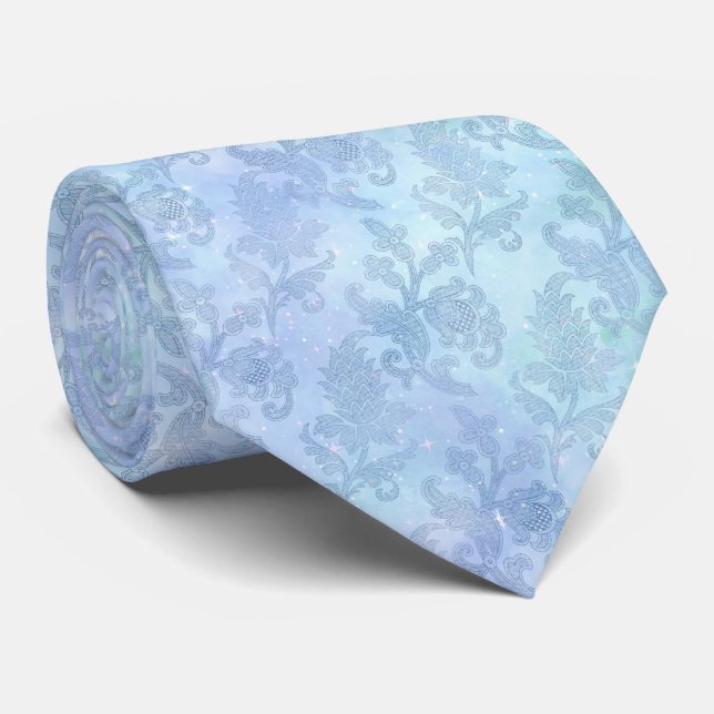 Cravate Aquarelle florale Motif bleu (Roulé)