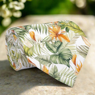 Cravate Aquarelle Forêt tropicale Feuilles d'été & Floral