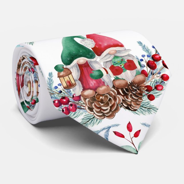 Cravate Aquarelle Gnomes scandinaves (Roulé)