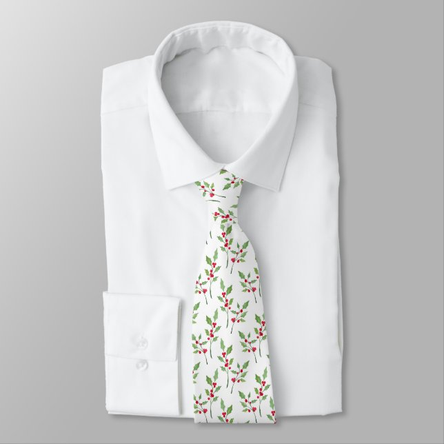 Cravate Aquarelle Holly Sprigs Motif (Attaché)