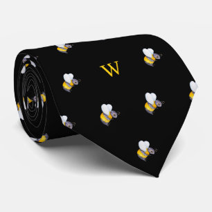 Cravate Aquarelle mignonne Miel Abeille Monogramme initial