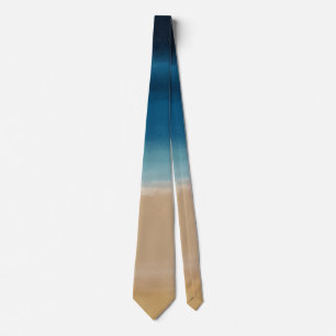 Cravate Aquarelle moderne Gold Blue Beach