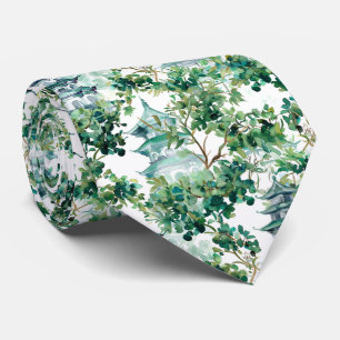 Cravate Aquarelle Pagode asiatique dans paysage verdoyant 