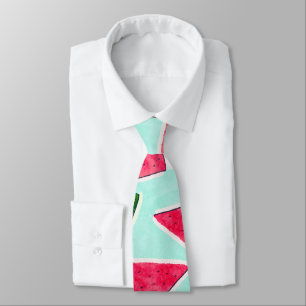 Cravate Aquarelle Pink Green Watermelon Triangles