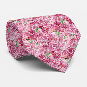 Cravate Aquarelle Pink Peonies