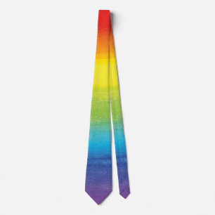 Cravate Aquarelle Rainbow Pride brillant Vibrant