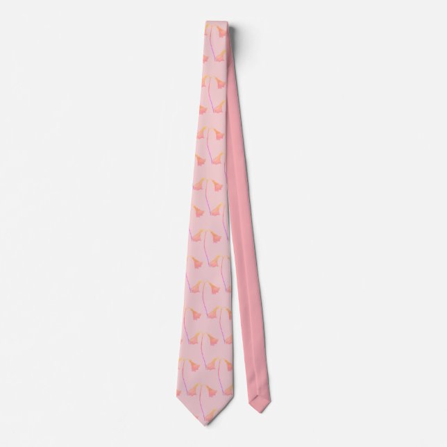 Cravate Aquarelle rose pâle Fleurs sauvages botaniques (Devant)