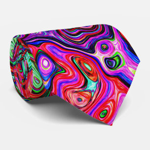 Cravate Aquarelle Rouge Super Abstrait Retro Liquid Swirl