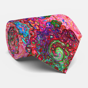 Cravate Aquarelle Rouge Super Abstrait Retro Liquid Swirl