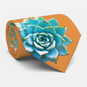 Cravate Aquarelle Succulente sur orange