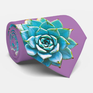 Cravate Aquarelle Succulents sur Lavender