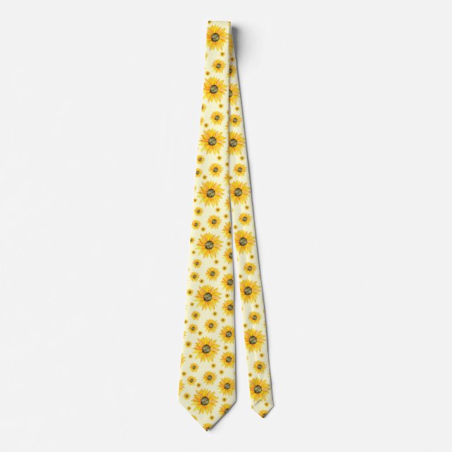 Cravate Aquarelle Tournesols motifs floraux (Devant)
