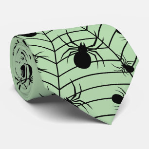 Cravate Araignées vert noir toile d'araignée motif Hallowe