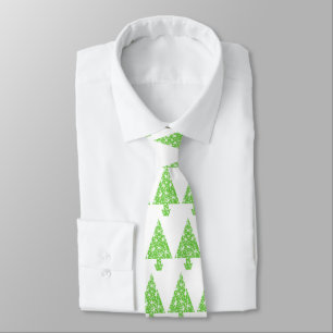 Cravate Arbre de Noël dans vert et le blanc