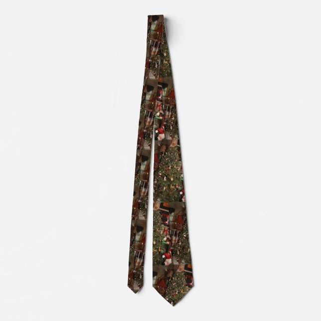 Cravate Arbre de Noël et salon motif (Dos)