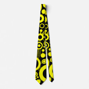 Cravate Arbre de vie Abstrait - Jaune et noir