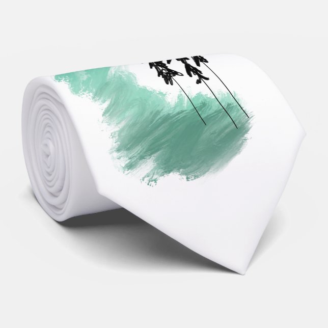 Cravate Arbre vert scandinave art simple menthe moderne (Roulé)