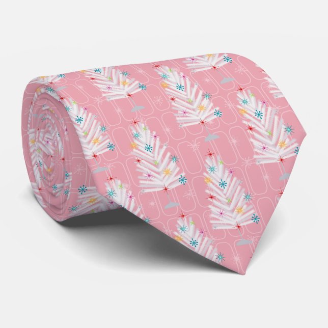 Cravate Arbres de Noël en aluminium Noël rose (Roulé)