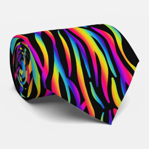 Cravate Arc-en-ciel coloré Zebra Print