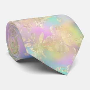 Cravate Arc-en-ciel Pastel avec Gold Flouring