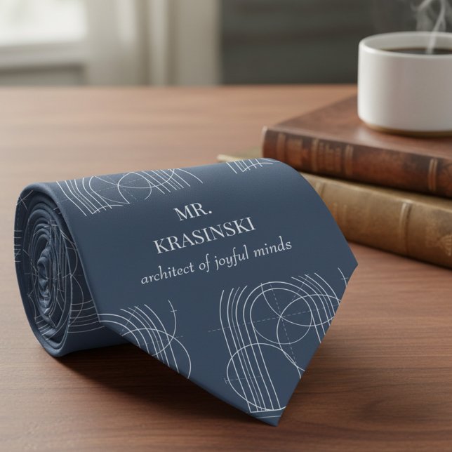Cravate Architecte de l'esprit joyeux Enseignant personnal (Personalized tie, teacher appreciation gift by Darling & May)