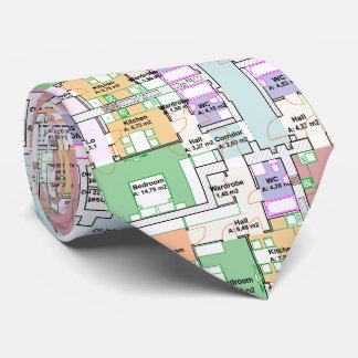 Cravate Architectural Blueprint Pattern Men's Neck Tie
