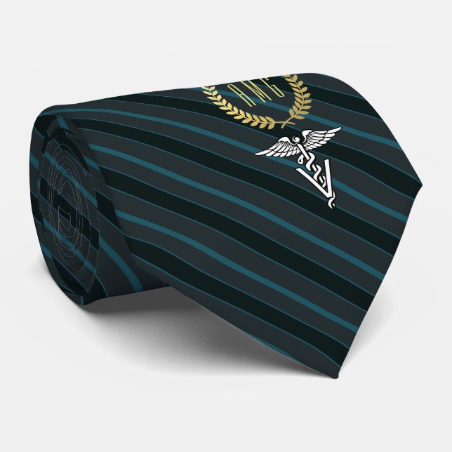 Cravate Ardoise décorée d'un monogramme professionnelle (Roulé)