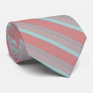 Cravate Argent rose vert rayé