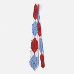 Cravate Argyle Red and Blue New Custom Trendy Modern Men's