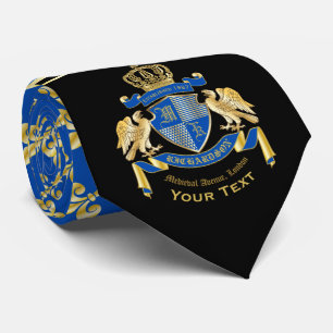 Cravate Armoiries de Monogramme Aigle bleu or Fleur de Lis