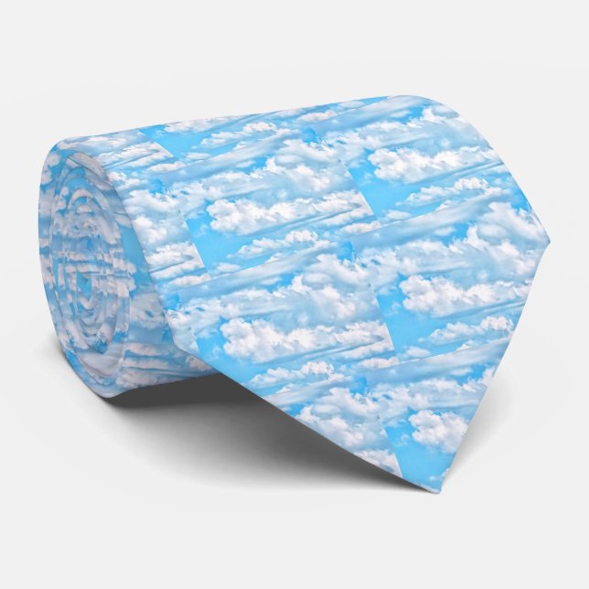 Cravate Arrière - plan bleu-clair de ciel de nuages (Roulé)