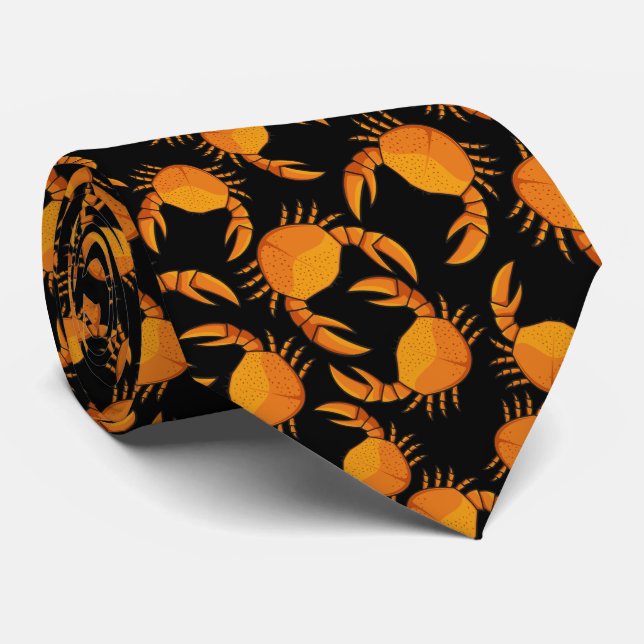 Cravate Arrière - plan de crabe orange (Roulé)