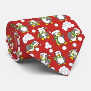 Cravate Arrière - plan de pingouins de Noël